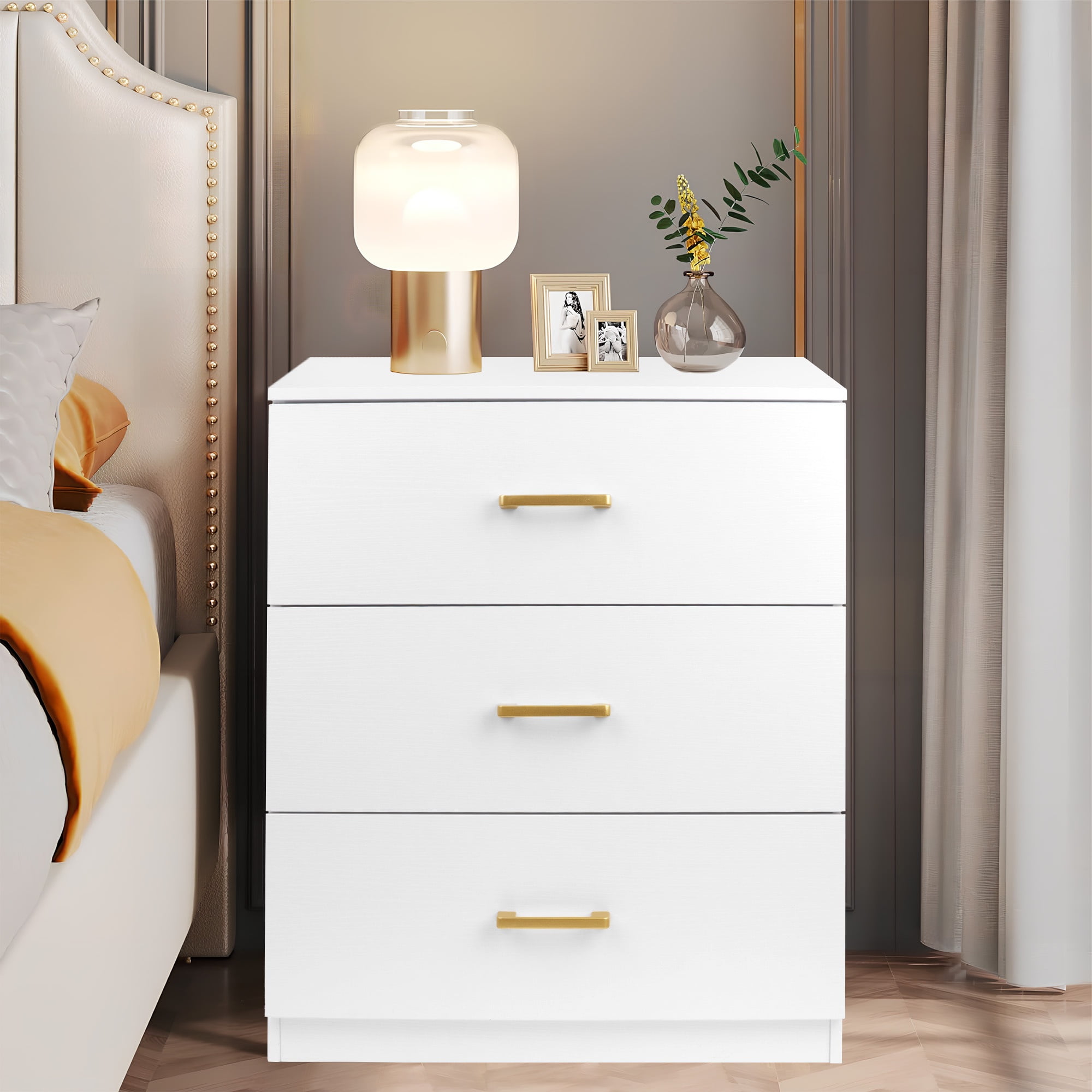 White wood nightstand modern discount