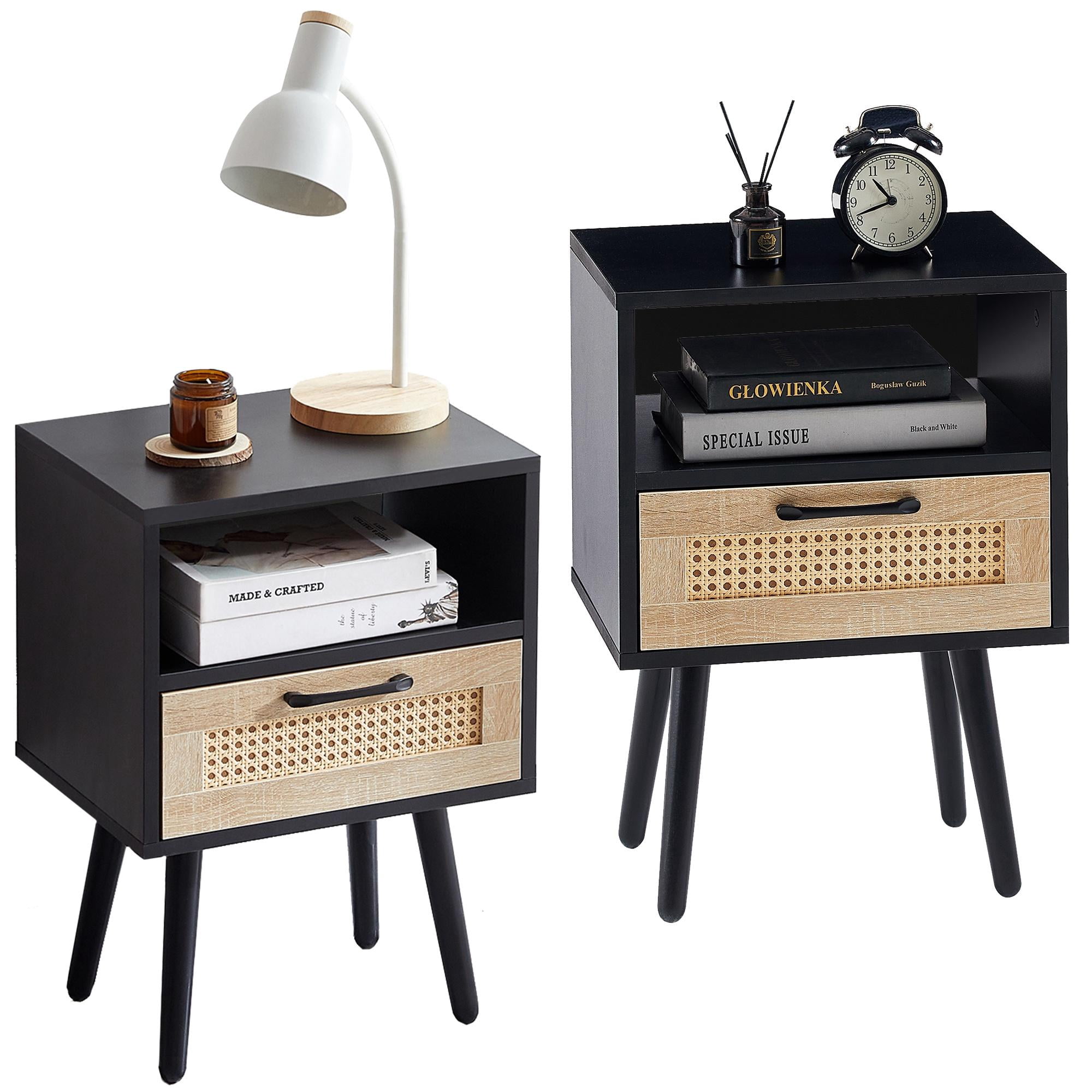 Free Shipping! Sesslife Night Stand Set of 2, Solid Wood Legs Furniture ...