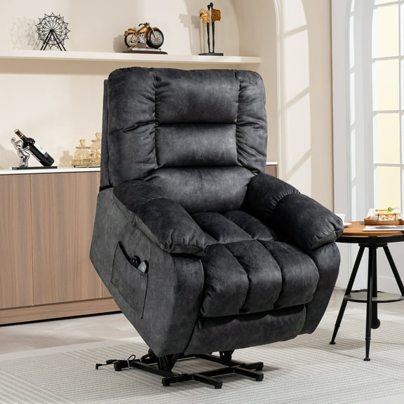 Sesslife Power Lift Recliner Chair with Heat and Vibration Massage for Elderly, Electric Recliners for Living Room Bedroom, Single Sofa Chair Ergonomic Fabric Lounge Chair with Side Pockets, Gray