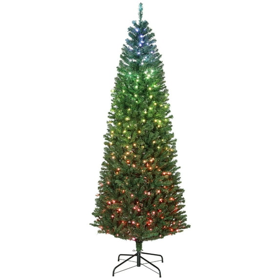 Enyopro Pre-Lit Indoor/Outdoor Pencil Christmas Tree, White, 6.5'