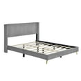 thumbnail image 1 of Sesslife Queen Bed Frame No Box Spring Needed, Corduroy Upholstered Platform Bed with Headboard and Metal Legs, Modern Queen Size Bed Frame for Adults, 500lba Capacity, Gray, 1 of 8