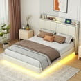 thumbnail image 1 of Sesslife Queen Size Floating Bed Frame with Charging Station and Touch Sensor Nightlight, LED Platform Bed with Storage Upholstered Headboard and Side Pockets, No Box Spring Needed, Beige, 1 of 13