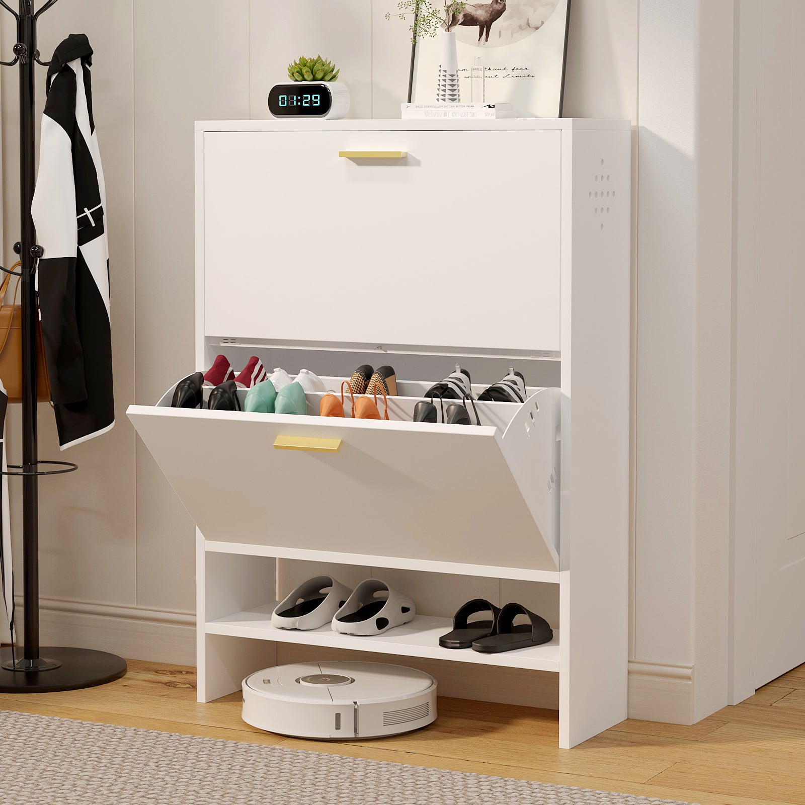 4D Concepts Deluxe Triple Shoe Cabinet White Walmart