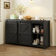 thumbnail image 1 of Sesslife Sideboard Buffet Cabinet with 2 Sliding Barn Doors, Farmhouse Sideboard with Charging Station, 55.1" Wide Wooden Storage Cabinet with 4 Drawers for Kitchen Living Room, Black, 1 of 10
