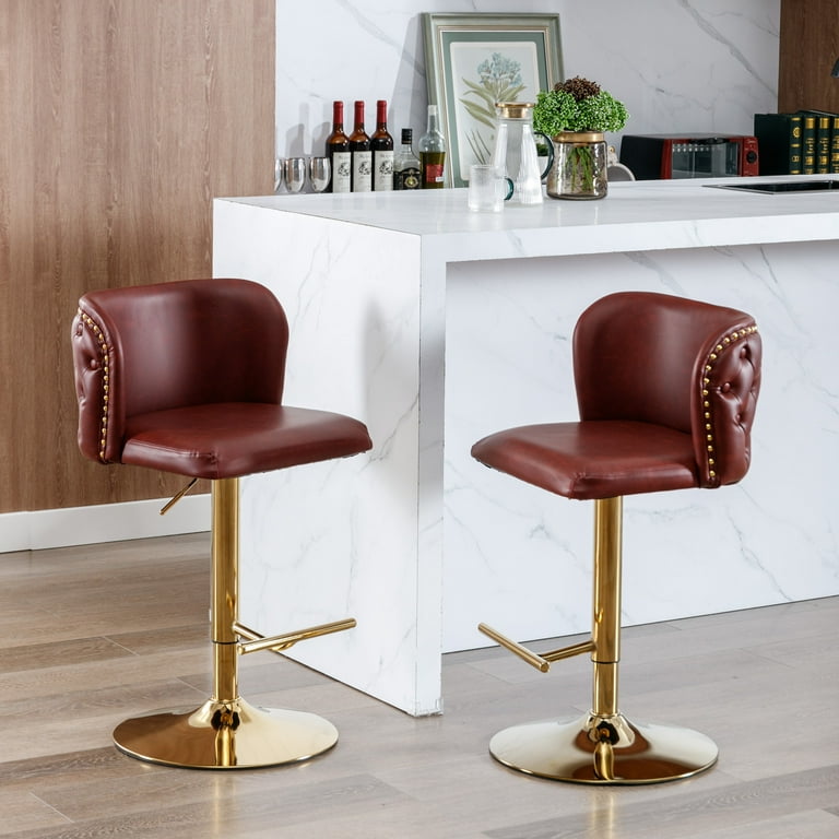 Upholstered Molded Target Leather Bar Stools Orange Bar Stools