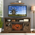 thumbnail image 1 of Sesslife Electric Fireplace TV Stand for 70" TVs with Remote Control, Farmhouse Entertainment Center with 26" Fireplace, Wood TV Console Table with Adjustable Shelves for Living Room, Brown, 1 of 14