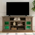 thumbnail image 1 of Sesslife TV Stand for TVs up to 70", Farmhouse LED Entertainment Center Table with 2 Storage Drawers and 2 Cabinets, TV Console Table with Adjustable Shelves, Roman Column Detailed, Wood, 1 of 8