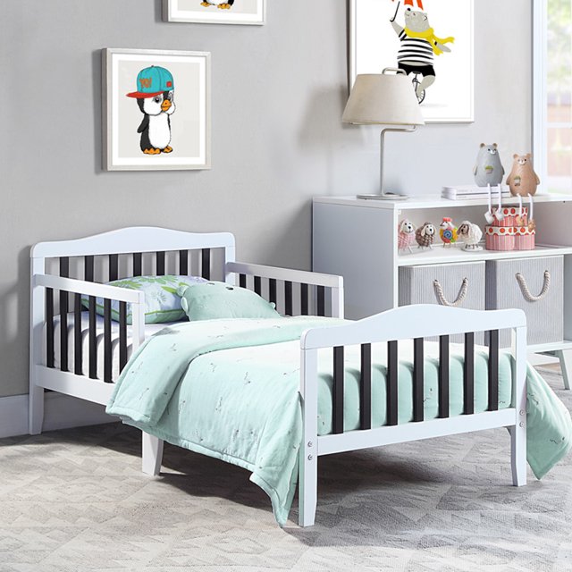 Sesslife Toddler Bed Gray, Wood Toddler Bed frame for Boys Girls