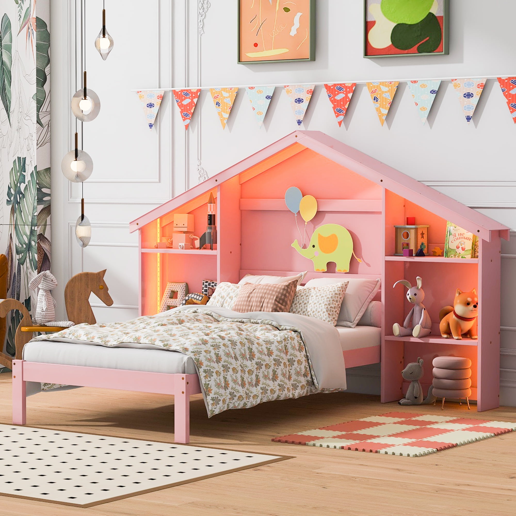 House Bed Little Girl Beds With Storage URTR White Twin Size House