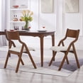 thumbnail image 1 of Sesslife Upholstered Folding Dining Chairs Set of 2, Modern Fabric Foldable Chairs with Padded Seats, Wooden Kitchen Chairs Space Saving for Dining Room, Kitchen, Bedroom, White+Walnut, 1 of 7