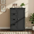 thumbnail image 1 of SESSLIFE Bathroom Floor Cabinet, Wooden Storage Cabinet w/4 Drawers, Corner Cabinet for Living Room Bathroom Home Office, Black, 1 of 8