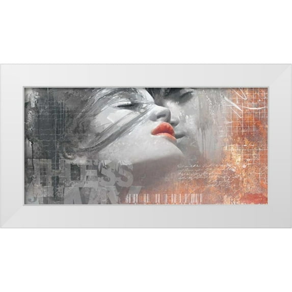 Sestillo, Enrico 32x17 White Modern Wood Framed Museum Art Print Titled - The Kiss