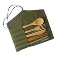 thumbnail image 1 of Set of 1 Bamboo Utensils Cutlery, Reusable Cutlery Travel Set, Bamboo Spoon, Fork, Knife, Brush, Chopsticks and Straw, Eco-Friendly Portable Utensils With Case, 1 of 5