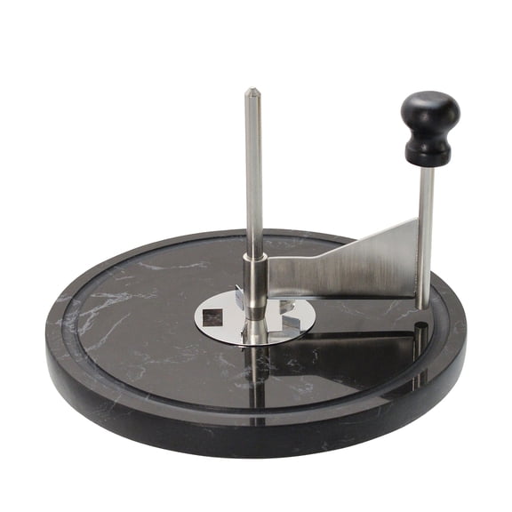 Set of 1 Black Marble Cheese Rosette Cutter, Manual Rotary Cheese Shaver with Stainless Steel Blade, Marble Base for Cheese, Chocolate & Butter, 8.3" x 8.3" x 5.6"