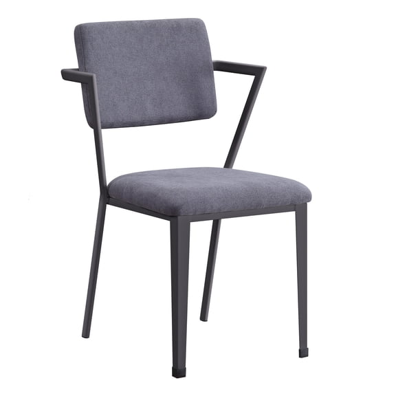 Set of 1 Fabric Finish Office Chair, Metal Dining Chairs, Metal Arm Kitchen Chairs with Solid Rubber Metal Legs, Farmhouse Style High Back Dining Room Chairs (Black)