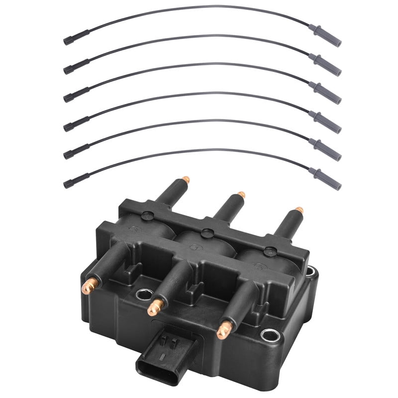 Set of 1 ISA Square UF305 Ignition Coil Pack with 7mm 27703 Spark Plug Wire Set For Dodge Caravan Chrysler Town & Country VW Volkswagen Routan 2001 2002 2003 3.8L V6 Replacement for UF633