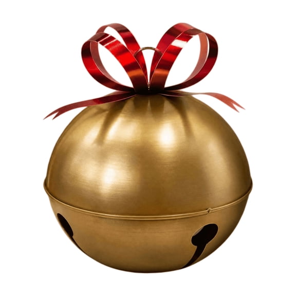 Set of 1 Large Metal Jingle Bells Giant Christmas Iron Bells, Golden Jingle Bells with Red Bow for Christmas Indoor Outdoor Decorations Porch Mantel Tree Decor(11.8")