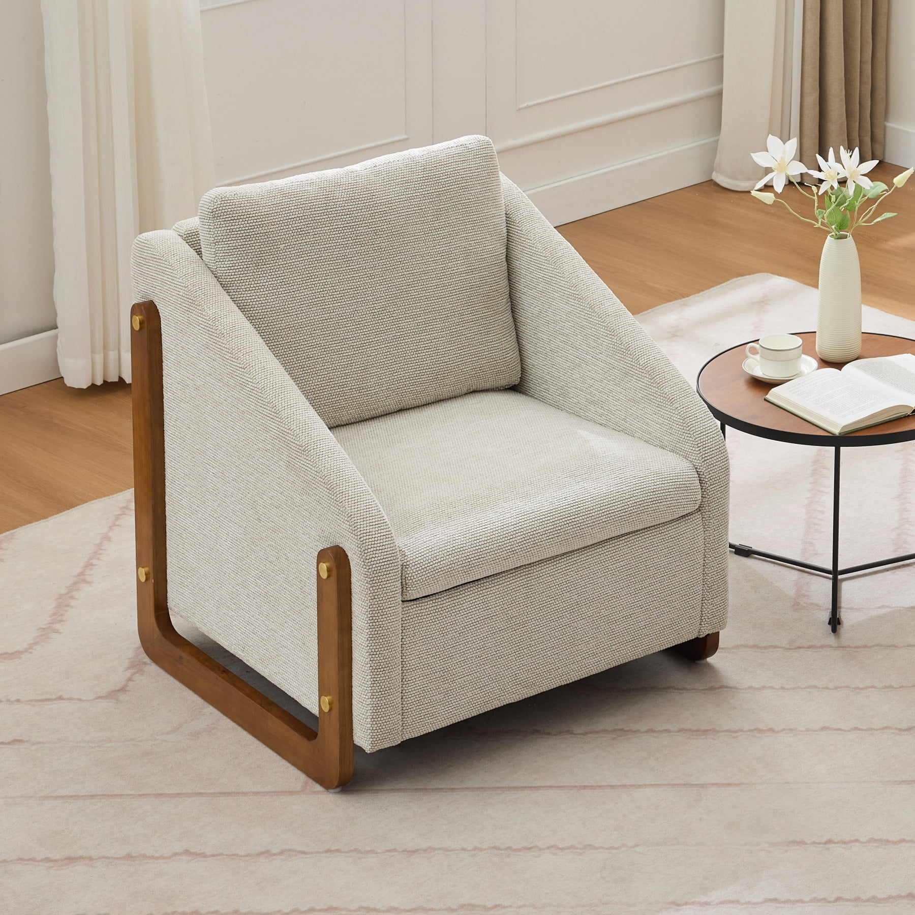 Set of 1 Modern Chenille Armchair, Chenille Accent Chair - Modern