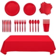 thumbnail image 1 of Set of 1 Red Disposable Tablecloth, Heavy Duty Plastic Table Cover for Birthday & Holiday Parties, Festive Valentines Day Decorations & Christmas Table Decor I, 1 of 3