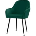 thumbnail image 1 of Set of 1 Solid Curved Back Chair Cover, Stretch Velvet Dining Chair Covers, Vanity Chair Cover, Swivel Armrest Accent Chair Covers,for Home Decor (Dark Green), 1 of 7