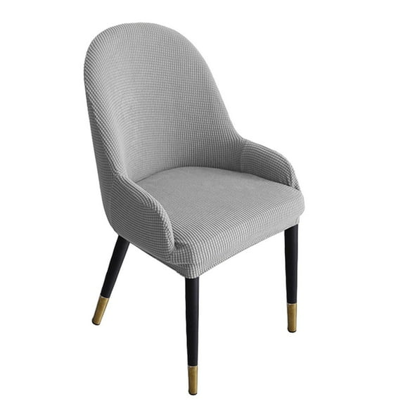 Set of 1 Stretch Velvet Dining Chair Covers Mid Century Modern Curved Back Accent Chair Slipcover Soft Armchair Cover Washable Chair Protectors for Home Living Room Side Chair (Light Gray, 1PC)