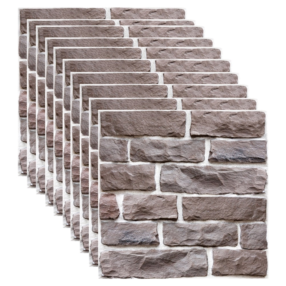 Image showcasing Set of 10 3D Waterproof Wall Panel Peel and Stick Faux Brick Texture ...