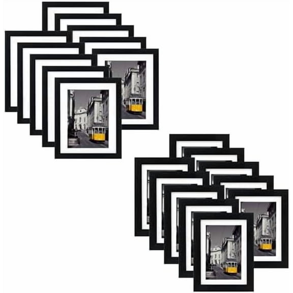 Set of 10 Blcak 8x10 Picture Frames Bundle with 10 Pack 5x7 Picture Frames, Gallery Wall Frame Set Display With Mat, Family Collage Picture Frame for Wall Mount or Tabletop