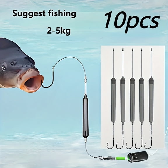 A Set of 10 Bottom Hook Floating Fishing Baits, Corrosion-Resistant, Featuring Ultra-Sharp High Penetration, Designed to Prevent Snagging, Suitable for Both Freshwater And Saltwater Fishing,