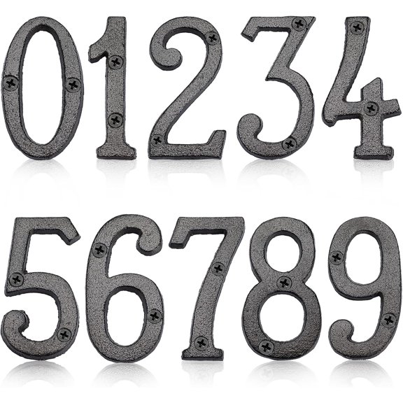 Set of 10 Cast Iron House Numbers 3.14 Inch Rustic Nail On Home Address Numbers with Matching Screws Vintage Mailbox Numbers 0 to 9 Outside Door Gate Numbers