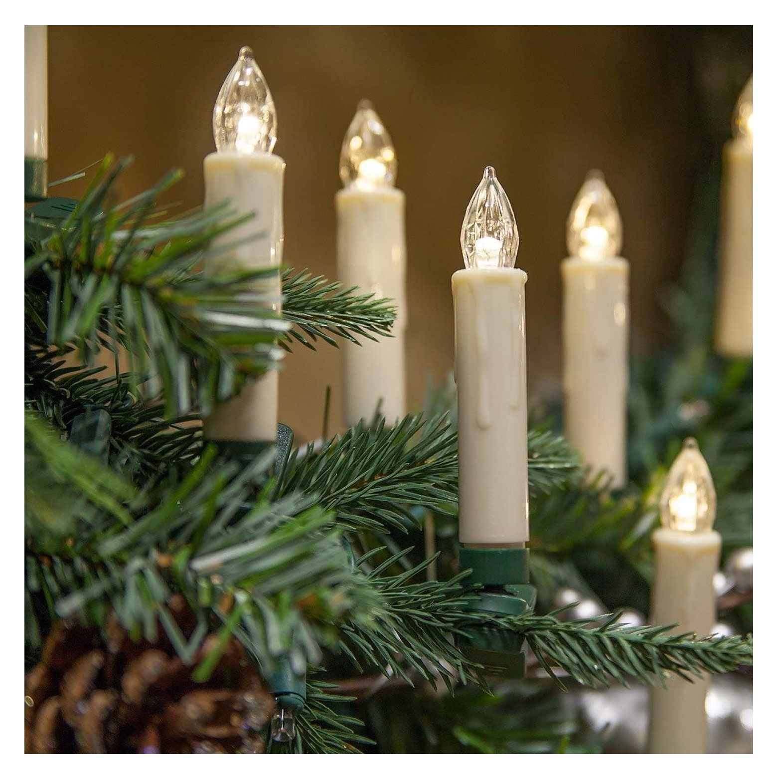 Set of 10 Flameless Electric LED Candles ClipOn Christmas Tree