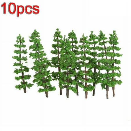 Set of 10 Pine Tree Models for Train Railway and Street Scenery Layouts, 9CM Height, Perfect for Model Train Layouts and Landscape Projects, Scale 1 100 1 150