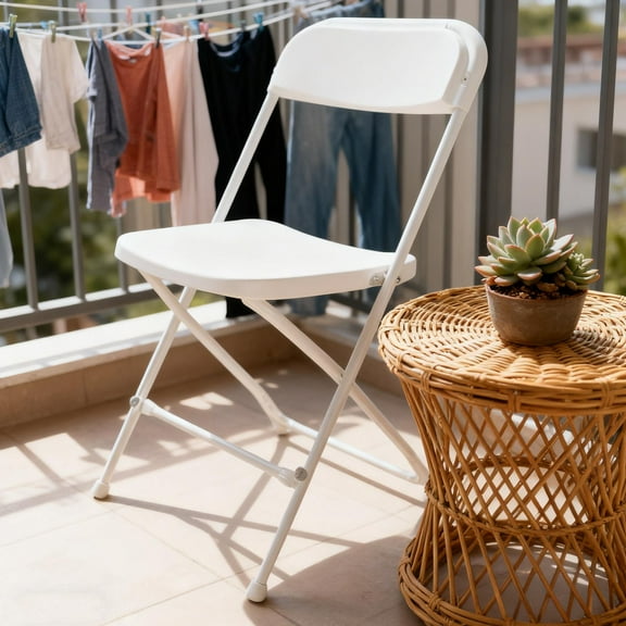 Set of 10 Plastic Folding Chairs, 350lb Weight Capacity Portable Stacking Indoor Outdoor Seating for Home, Yard, Garden, Parties, Events Non-Slip Feet, White