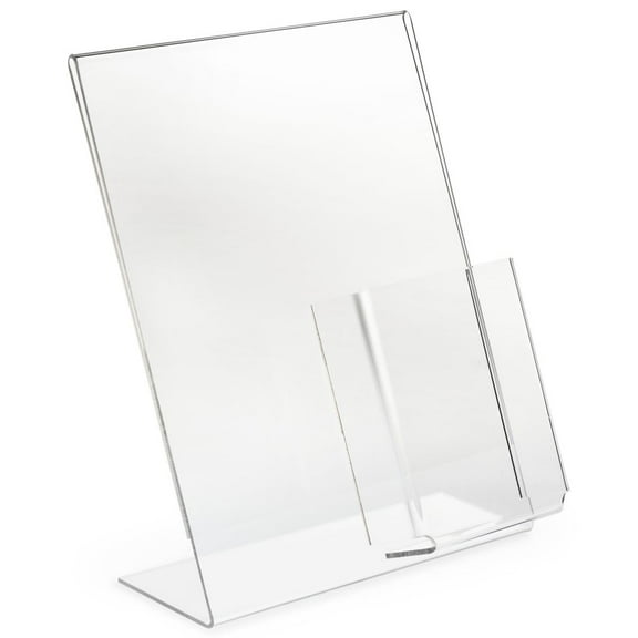 Set of 10, Sign Frames for 8-1/2" w x 11" h Prints and 4" w Brochure Dispensers, Literature Displays with Slant Back Style, Slide in Signage From the Side