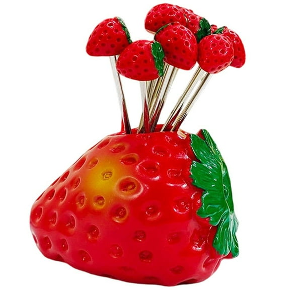 Set of 10 Strawberry Fruit Picks Stainless Steel Fruit Forks and 1 Strawberry Holder, Creative Fruit Forks, Dessert Forks Fruit Forks Salad Forks Food Picks