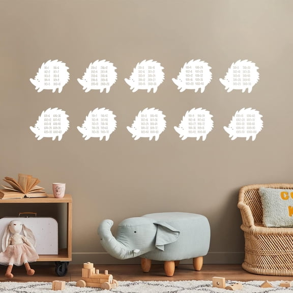 Set Of 10 Vinyl Wall Art Decal - Math Porcupines - From 8.5" x 10" Each - Cute Educational Quote Sticker For Home School Classroom Kids Room Bedroom Playroom Preschool Math Decor