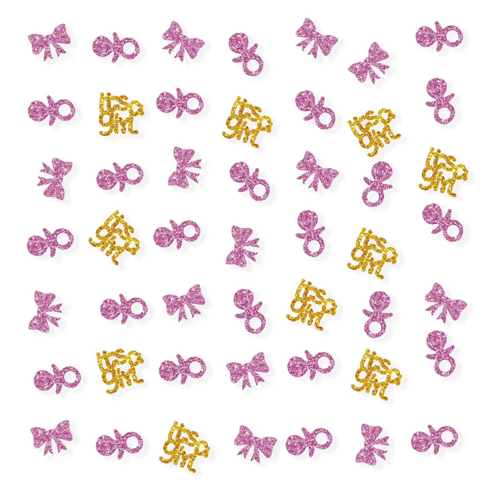 Set of 100 Gender Reveal Confetti, Pink/Gold Glitter It's a Girl