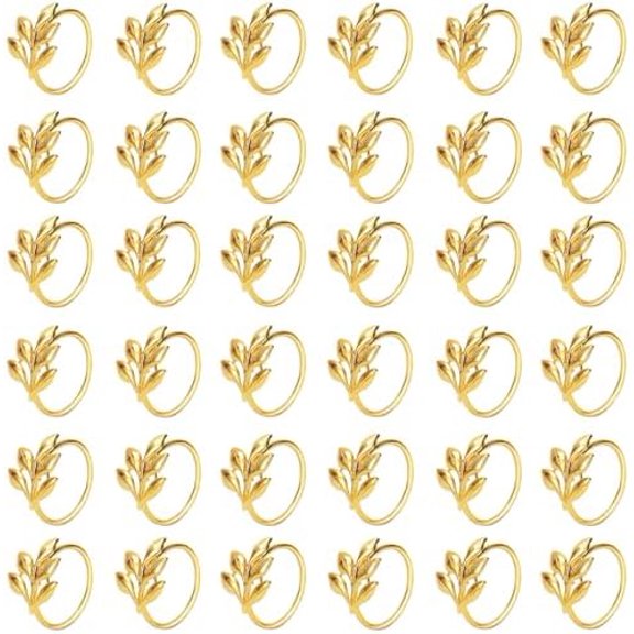Set of 100 Leaf Napkin Rings Metal Gold Leaf Napkin Ring, Napkin Rings Bulk Dinner Banquet Serviette Decor, Dinning Table Setting for Thanksgiving Christmas Halloween Holiday Wedding Party