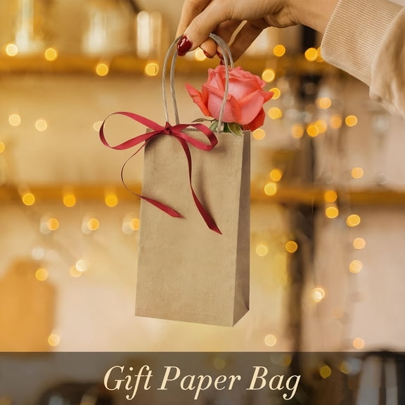Set of 100 Small Gift Bags for Jewelry, Packaging Bags 6.7x3.5x2.4 Inches, Black, White, Brown, Blue, Lightweight Kraft Paper Bags with Handles, Reusable, Perfect for Retail, Birthday Celebrations