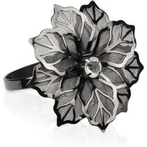 Set of 12 Alloy Napkin Rings with Hollow Out Flower Napkin Ring Holders for Wedding Party Holiday Banquet Christmas Dinner Delicate Serviette Buckles Decor Favor
