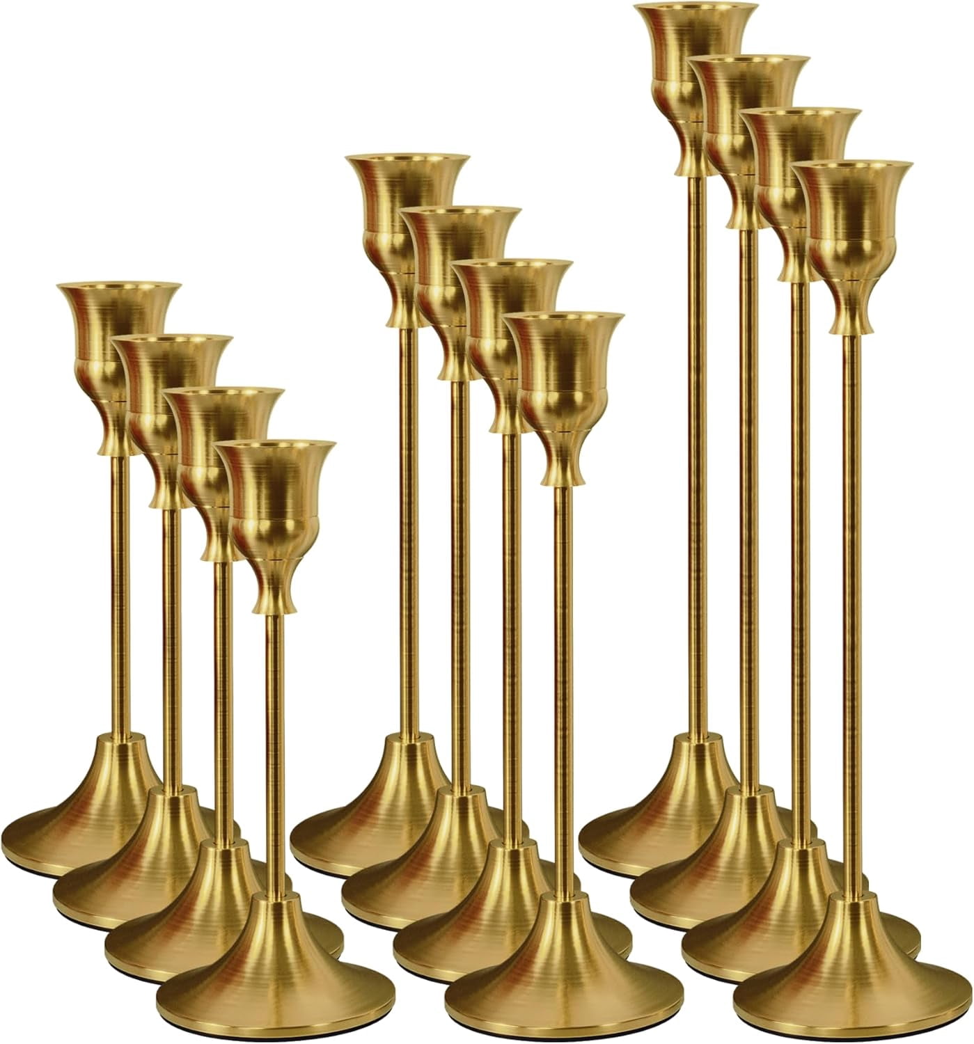 Set of 12 Brass Gold Taper Candle Holders, Candlesticks Holders Bulk ...