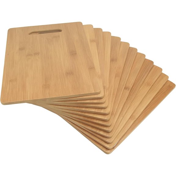 Set of 12, Bulk Wholesale Bamboo Cutting Boards Thin 12X9" Blank Wood Serving Trays for Snacks, Cheese, Appetizers, Grazing , Engraving Gifts, Resin Crafts, or Rustic Wall Deco