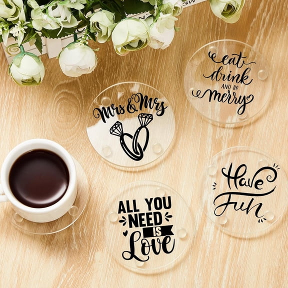 Set of 12 Clear DIY Glass Drink Coaster 3.5 Inch Crystal Coasters Decorative Glass Plates for Wedding Dining Table Picture Frame Painting DIY Crafts Home Decoration and Parties(Round)