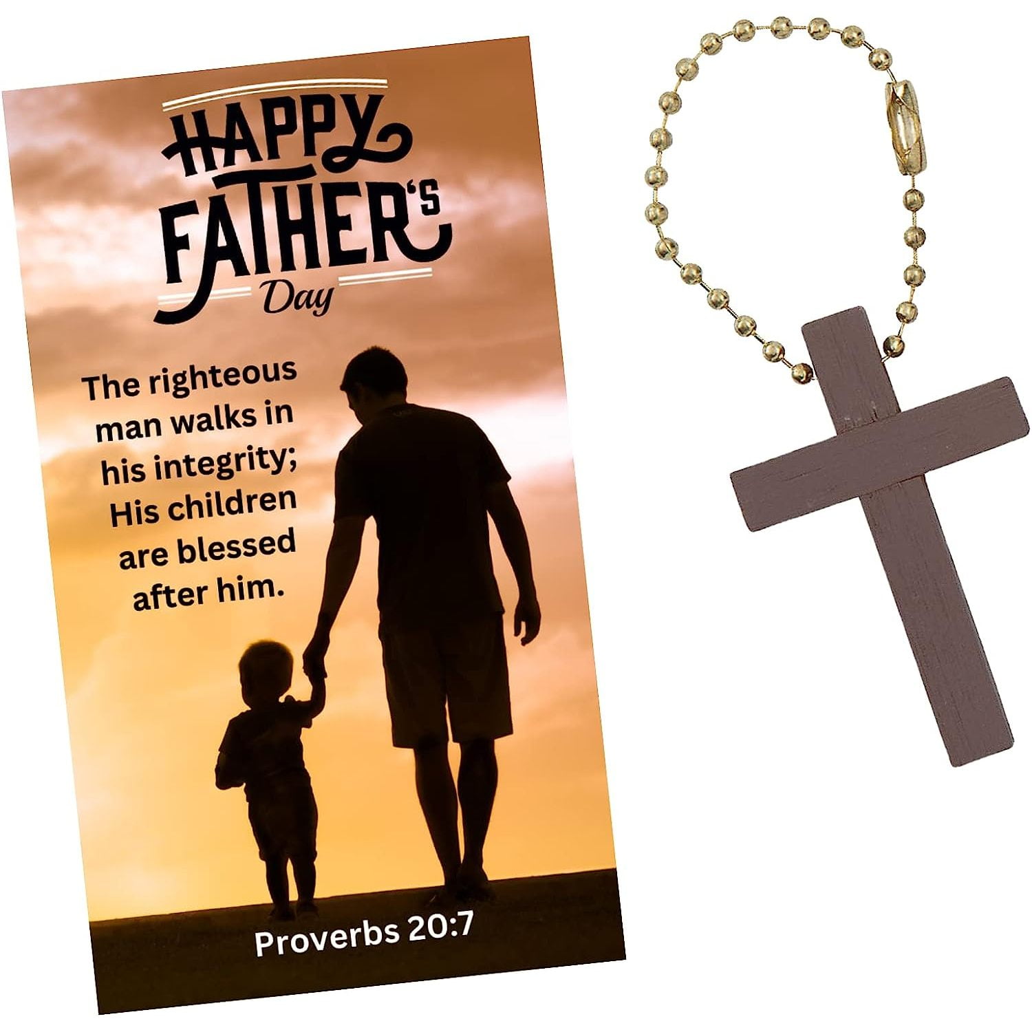 Set of 12 Happy Fathers Day Man of God Wooden Cross Keychains With