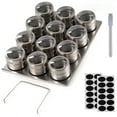 thumbnail image 1 of Set of 12 Magnetic Spice Jars Containers Stainless Steel Round 100ml Circular Spice Tins Spice Storage Containers Box Set Countertop Organization with Lids and Magnetic Base for Cabinet Kitchen, 1 of 12