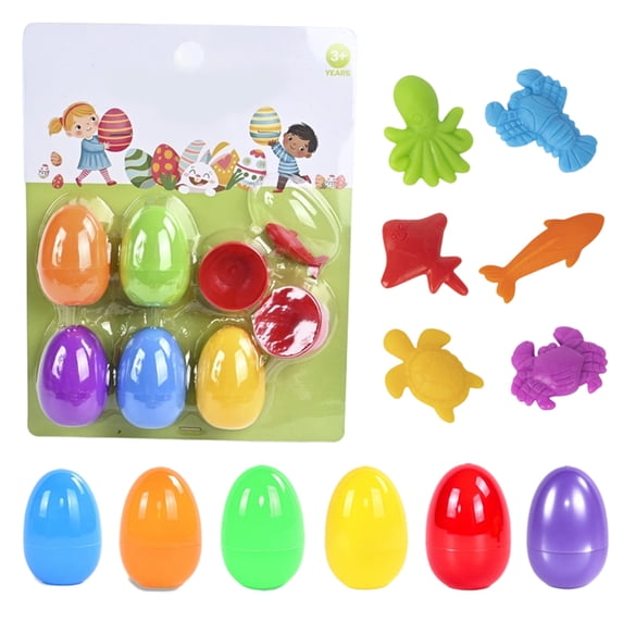 Set 12 Pack Fillable Easter Eggs Toy Plastic Openable Surprise Eggs with Mini Figures Party Favor for Kids Age 3 Plus Egg Hunt Classroom Prize 1 Set