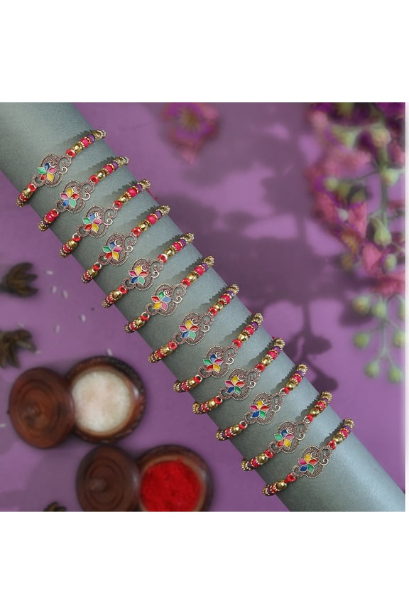 Set of 12 Rakhi for Brother Rakhi Thread Bracelet for Bhai Bhabhi Bhaiya veera Raksha Bandhan Rakhi Set Dora Bracelets with gift Pack for Brother Sister Indian Traditional Raksha Bandhan Festival