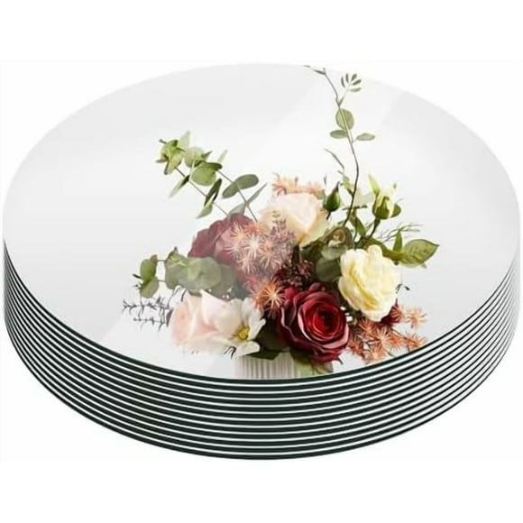 Set of 12 Round Mirrors for Centerpieces, 12 Inch Glass Mirrors Candle Plate Circle Mirror Trays Large Glass Mirror Tiles for Table Centerpieces, Wedding, Party Decorations, Crafts, Wall Decor