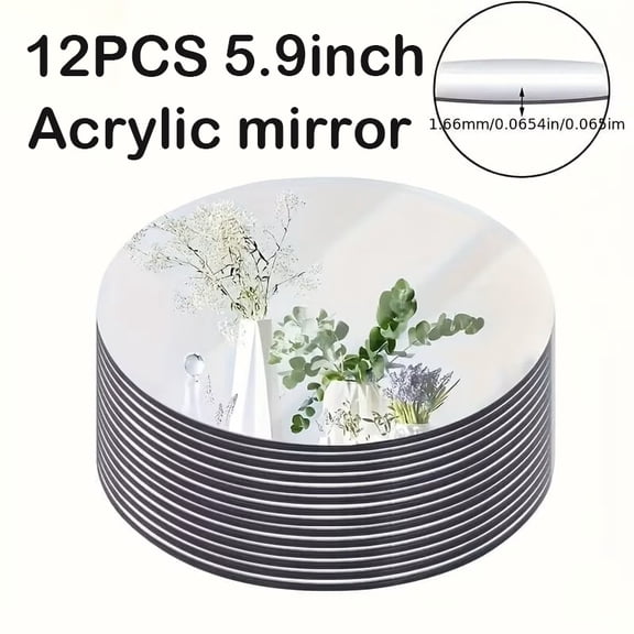 Set of 12 Round Mirrors for Centerpieces, 12 Inch Glass Mirrors Candle Plate Circle Mirror Trays Large Glass Mirror Tiles for Table Centerpieces, Wedding, Party Decorations, Crafts, Wall Decor