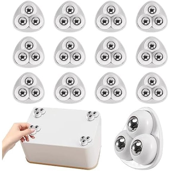 Set of 12 Self Adhesive Mini Caster Wheels for Small Appliances,Sticky Pulley Swivel Ball Casters for Kitchen Appliances,360?Rotation Swivel Rollers for Storage Bins Trash Can