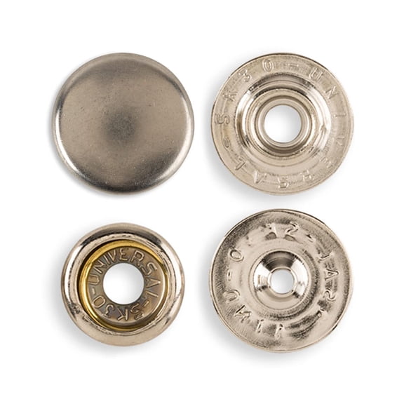 Set of 12 Silver Snap Fasteners 24L Snap Buttons 15mm Metal Buttons Snaps Press Studs Ring-Socket Buttons Fastener Snaps for Leather Jeans Fabric Jackets Clothes Bag DIY Craft 12 Silver 24L